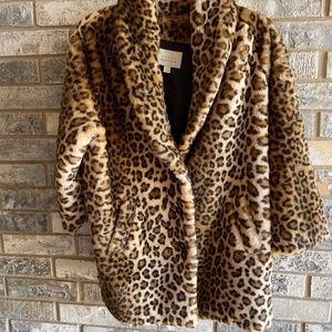 Hinge Brand Leopard print Faux Fur jacket - size 1 - NWOT